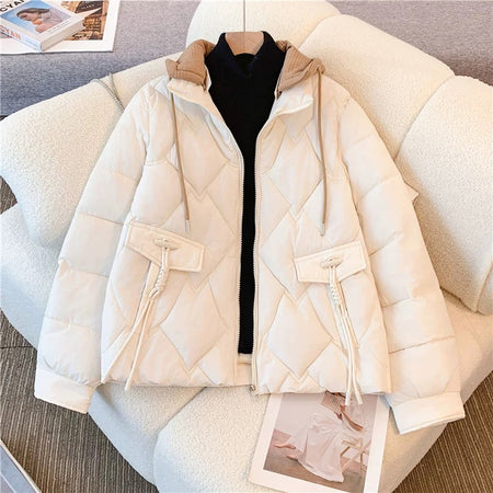 Brett Warm Parka Jacket - flat-lay shot of jacket, cream - Miss Mosa By Akanksha