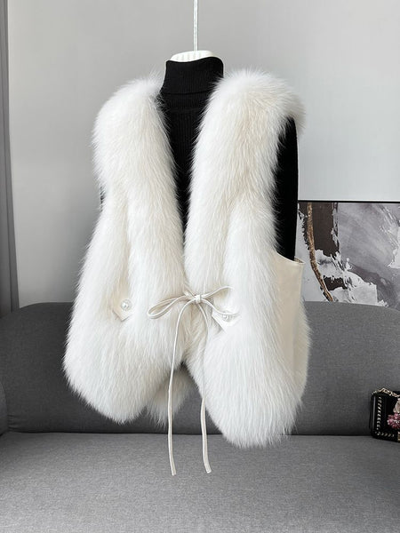Brisia Woolen Fur Jacket - front flat-lay product shot, off-white - Miss Mosa By Akanksha