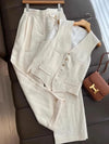 Brizo Statement Vest Suit With Pants In Beige - XS