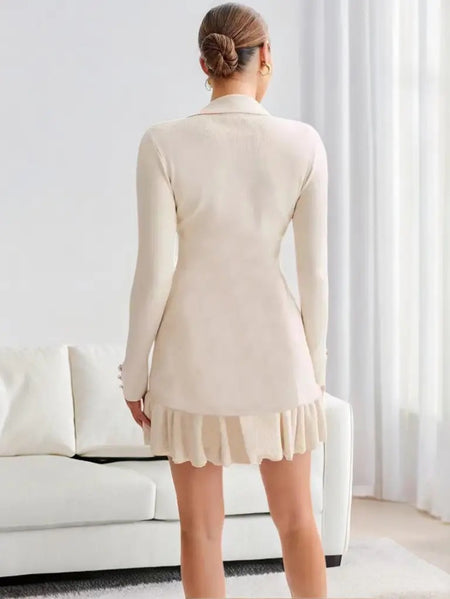 Bronte Luxe Winter Mini Dress In White - back shot on model - Miss Mosa By Akanksha