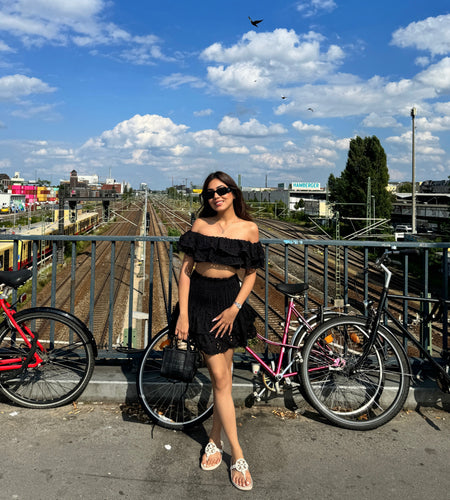 Budapest Luxe Black Co-ord Set In Black - full-length shot on model, black - Miss Mosa By Akanksha