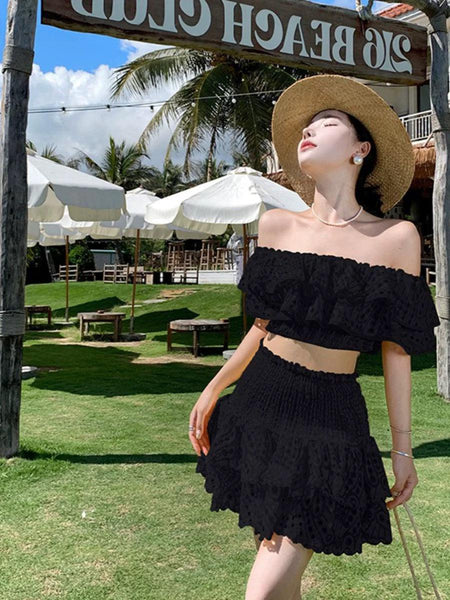 Budapest Luxe Black Co-ord Set In Black - front shot on model, black - Miss Mosa By Akanksha