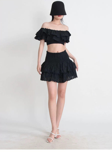 Budapest Luxe Black Co-ord Set In Black - full-length shot on model, black - Miss Mosa By Akanksha