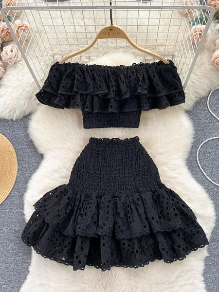 Budapest Luxe Black Co-ord Set In Black - styled flat-lay shot, black - Miss Mosa By Akanksha