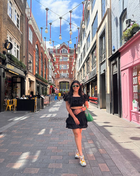 Budapest Luxe Black Co-ord Set In Black - full-length shot on model, black - Miss Mosa By Akanksha