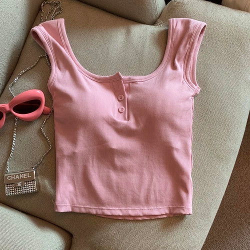Maria Tank Tops with Inbuilt Bra In Pink