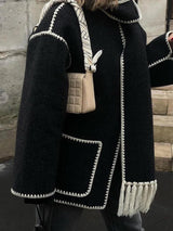 Cora Oversized Woolen Jacket with Scarf - Alamode By Akanksha