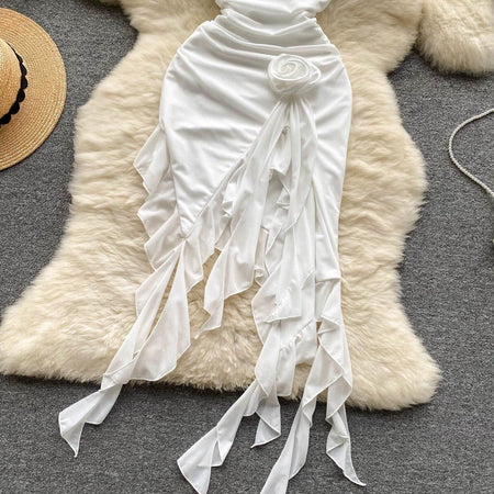 Sas bodycon rosette dress in white - Alamode By Akanksha