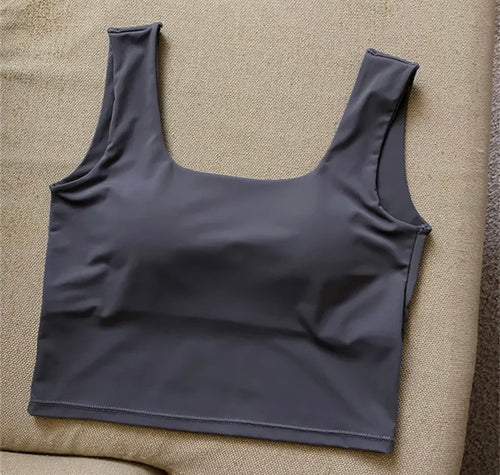 Mona Tank Tops with Inbuilt Bra In Grey