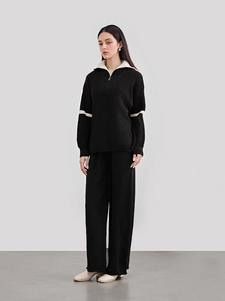 Caden Premium Woolen Coord Set - full-length shot on model, black - Miss Mosa By Akanksha