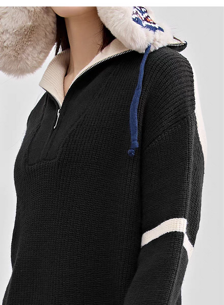 Caden Premium Woolen Coord Set - close-up shot on model, black - Miss Mosa By Akanksha