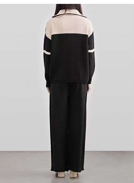 Caden Premium Woolen Coord Set - back shot on model, black - Miss Mosa By Akanksha