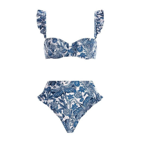 Calantha Bikini with Skirt In Blue - flat-lay product shot, blue - Miss Mosa By Akanksha