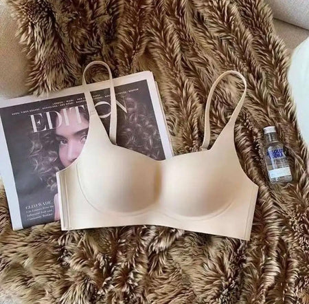 Calor Seamless Bralettes - flat-lay product shot, nude - Miss Mosa By Akanksha