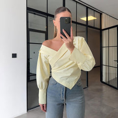 Camelia Summer Top - three-quarter shot, pale yellow - Miss Mosa By Akanksha