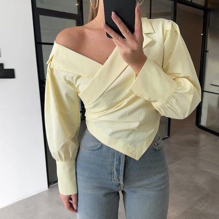 Camelia Summer Top - front shot, pale yellow - Miss Mosa By Akanksha