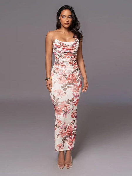 Camella Statement Bodycon Dress In White - front shot on model - Miss Mosa By Akanksha