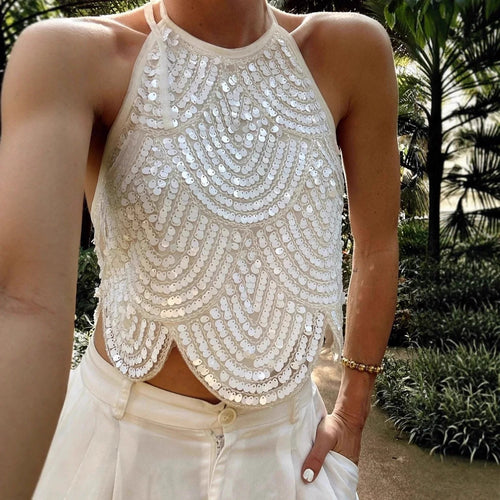 Camille Halterneck Sequin Top