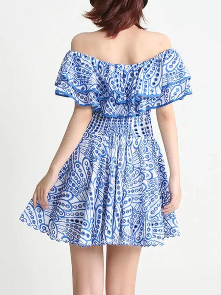 Capri Luxe Summer Dress in Blue - back shot on model, blue - Miss Mosa By Akanksha