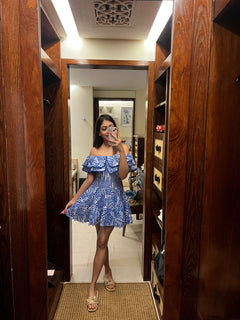 Capri Luxe Summer Dress in Blue - lifestyle shot on model, blue - Miss Mosa By Akanksha