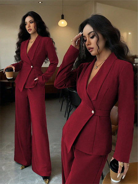 Cara Luxe Coord Set - styled shot, wine red - Miss Mosa By Akanksha