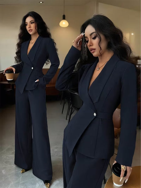 Cara Luxe Coord Set - styled shot, navy - Miss Mosa By Akanksha