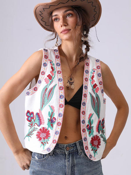 Cari Statement Vest Top In Beige - front shot on model - Miss Mosa By Akanksha