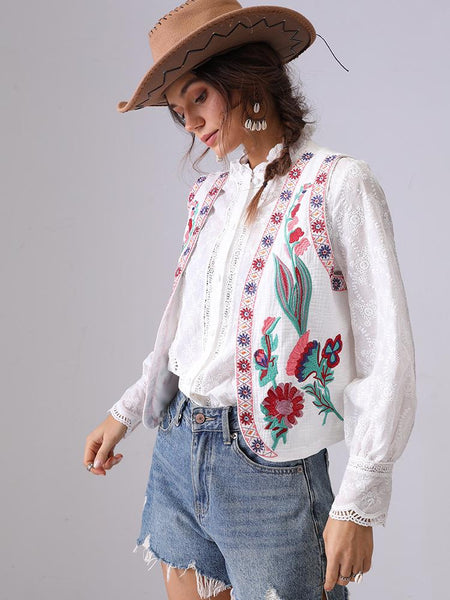 Cari Statement Vest Top In Beige - side shot on model - Miss Mosa By Akanksha