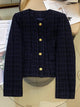 Carlo Woolen Tweed Jacket - flat-lay product shot, navy blue - Miss Mosa By Akanksha