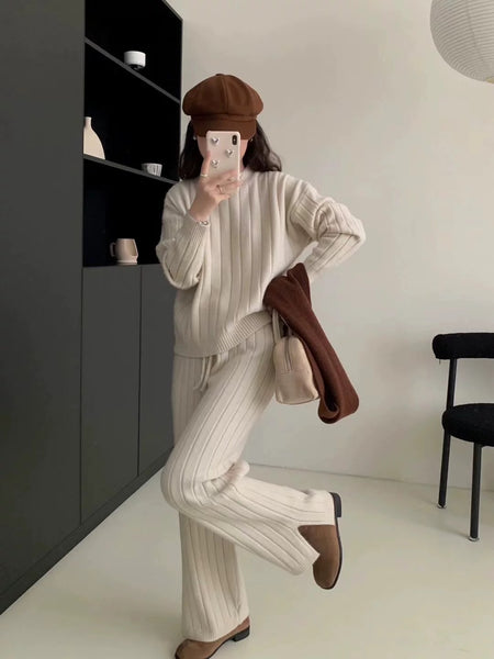 Carlotta Premium Winter Coords - Tracksuits - full-length front shot on model, cream - Miss Mosa By Akanksha