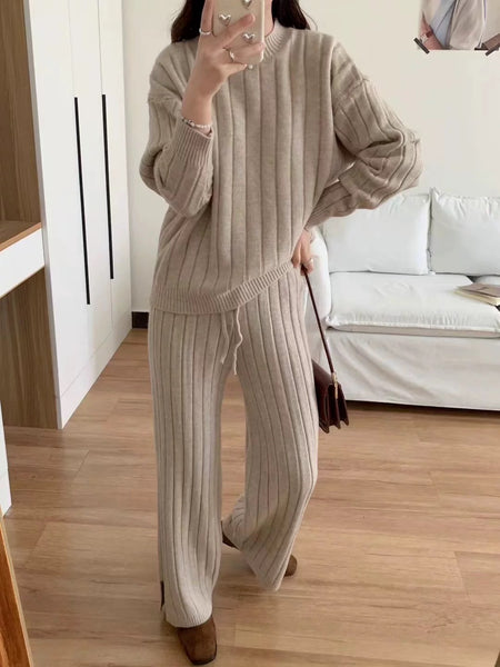 Carlotta Premium Winter Coords - Tracksuits - front shot on model, taupe - Miss Mosa By Akanksha