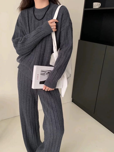 Carlotta Premium Winter Coords - Tracksuits - front shot on model seated, grey - Miss Mosa By Akanksha