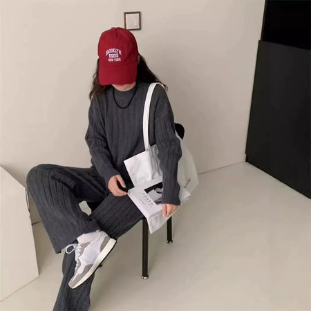 Carlotta Premium Winter Coords - Tracksuits - full-length front shot on model seated, charcoal - Miss Mosa By Akanksha