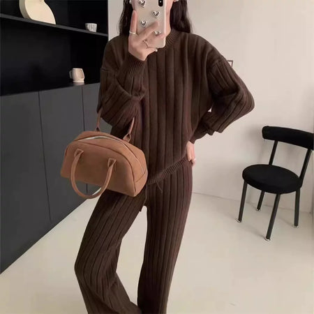 Carlotta Premium Winter Coords - Tracksuits - full-length front shot on model, brown - Miss Mosa By Akanksha