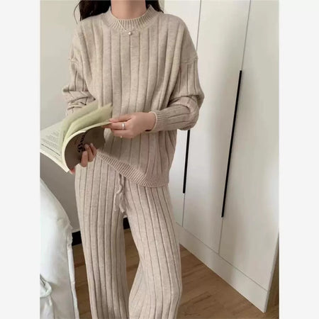 Carlotta Premium Winter Coords - Tracksuits - front shot on model, beige - Miss Mosa By Akanksha