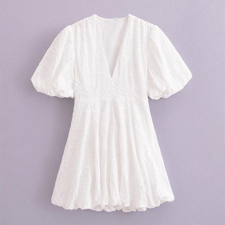 Carly Summer Holiday Dress In White - front flat-lay product shot - Miss Mosa By Akanksha
