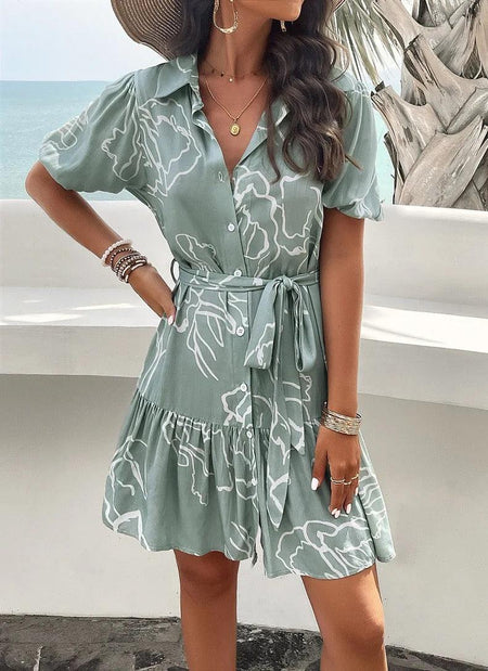 Carone Breezy Summer Dress - front shot on model, sage green - Miss Mosa By Akanksha