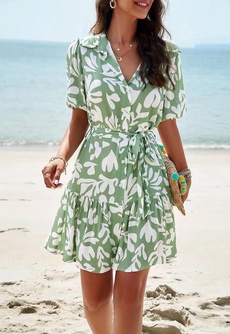 Carone Breezy Summer Dress - front shot on model, green - Miss Mosa By Akanksha