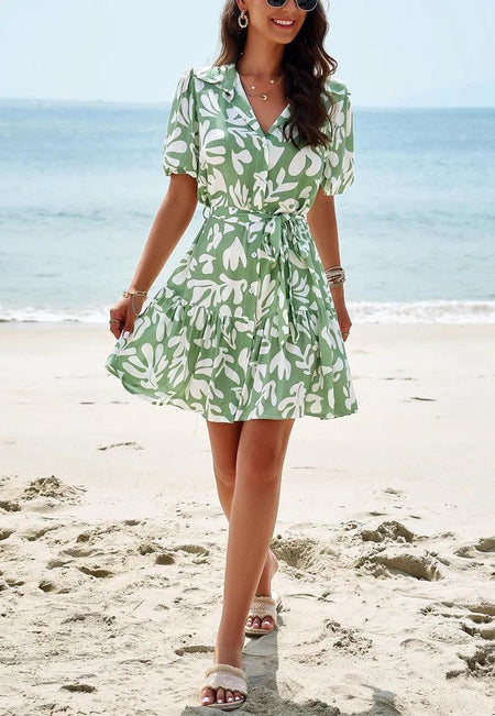 Carone Breezy Summer Dress - full-length shot on model, green - Miss Mosa By Akanksha