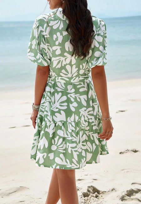 Carone Breezy Summer Dress - back shot on model, green - Miss Mosa By Akanksha