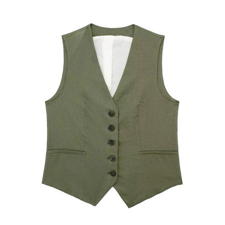 Carter Linen Coord Set in Olive - front shot on hanger, olive - Miss Mosa By Akanksha