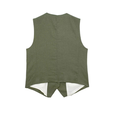 Carter Linen Coord Set in Olive - back shot on hanger, olive - Miss Mosa By Akanksha