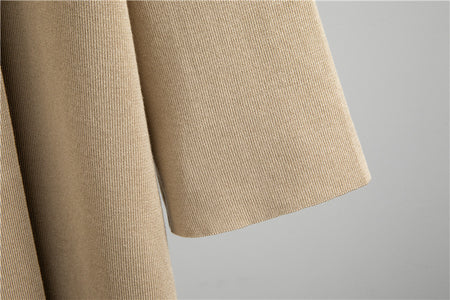 Casia Luxe Coord Skirt Set With Cape In Brown - close-up of fabric detail - Miss Mosa By Akanksha