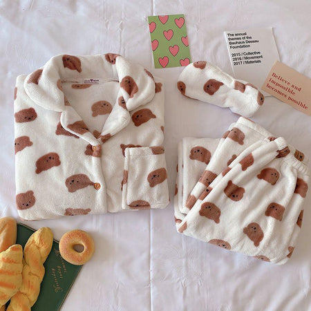 Casper Fleece 3 pc Nightsuit - styled flat-lay shot, white - Miss Mosa By Akanksha