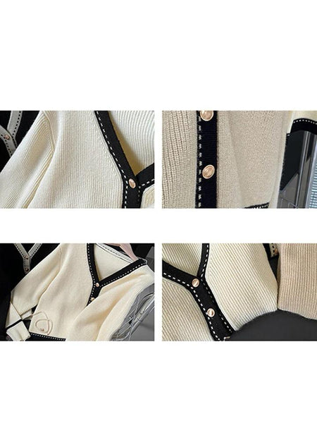 Caspian Buttoned Sweaters - close-up of button placket, cream - Miss Mosa By Akanksha