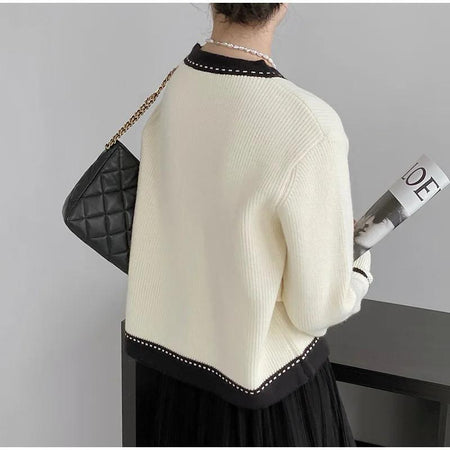 Caspian Buttoned Sweaters - back shot on model, cream - Miss Mosa By Akanksha