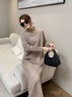 Cassidy Winter Coord Set - Set of Sweater and Skirt - seated front shot on model, beige - Miss Mosa By Akanksha