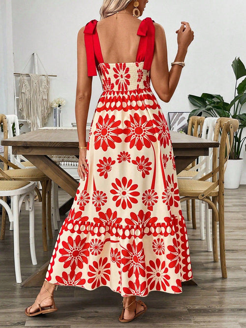 Catherine Floral Holiday Dress In Orange