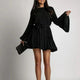 Cathy Pleated Summer Dress - front shot on model, black - Miss Mosa By Akanksha