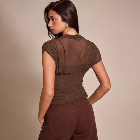 Celia Summer Top - back shot, brown - Miss Mosa By Akanksha